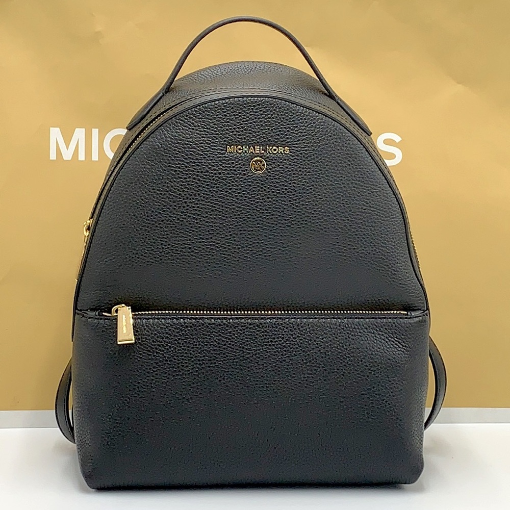 NWT MICHAEL KORS VALERIE MEDIUM PEBBLED LEATHER BACKPACK BLACK COLOUR - Picture 2 of 15